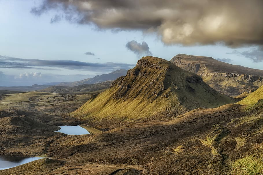 landscape photography of mountain, mountain near body of water HD wallpaper