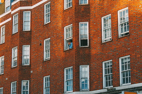 man looking out through the window, person, wearing, blue, dress HD wallpaper