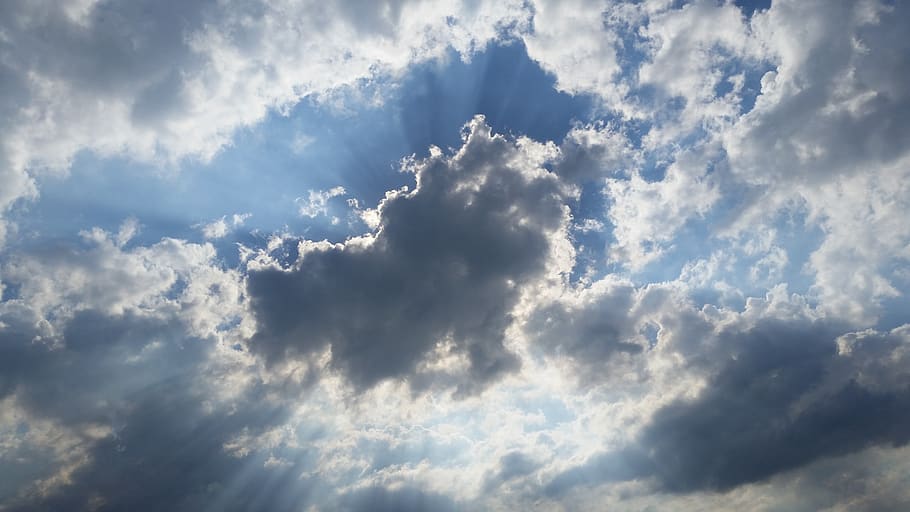 sun rays, sky, clouds, cloud - sky, beauty in nature, scenics - nature HD wallpaper