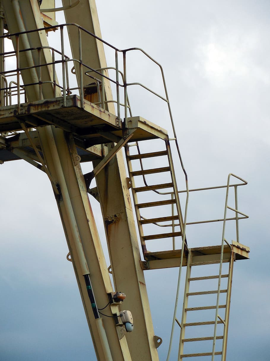 rise, stairs, head, gradually, crane, industry, low angle view HD wallpaper