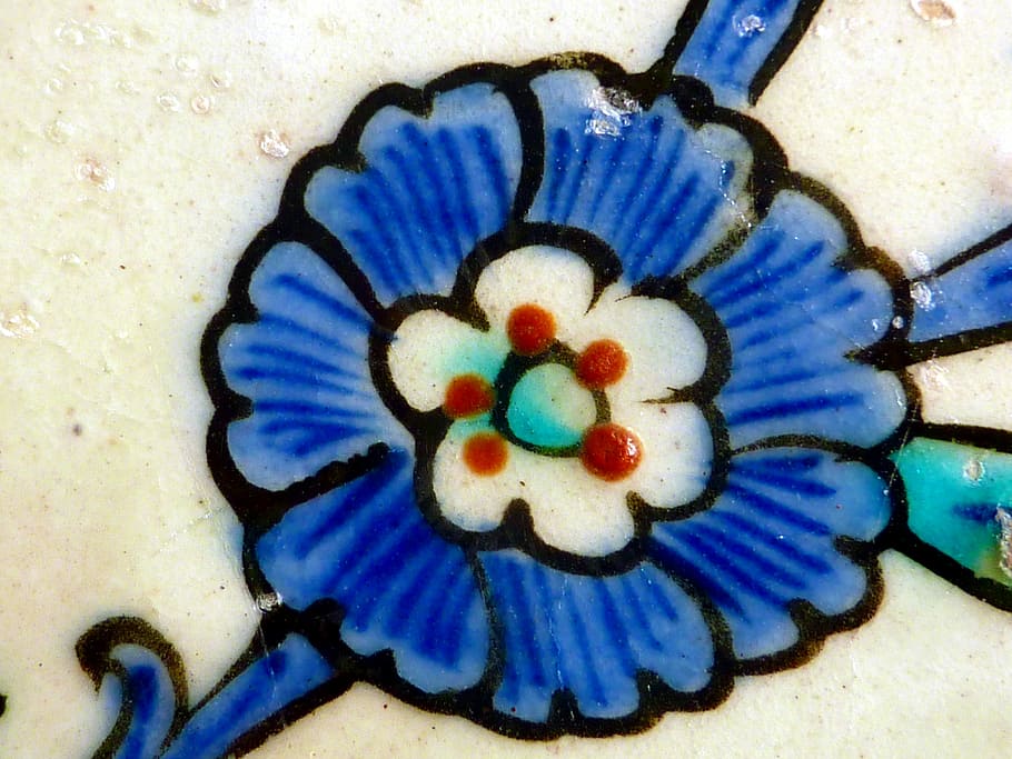 Mosaic, Flower, blue, art and craft, creativity, graffiti, multi colored HD wallpaper