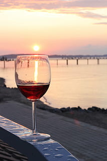 wine, beach, sunset, relax, enjoy, benefit from, sky, water HD wallpaper