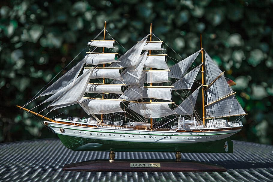 ship, gorch fock, model, faithfully, tinkered, to scale, nautical vessel HD wallpaper