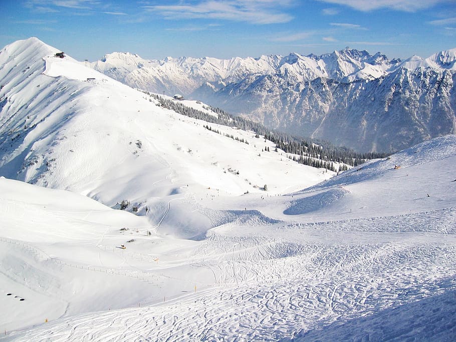 snow, winter, mountain, mountain summit, cold, panorama, ski run HD wallpaper