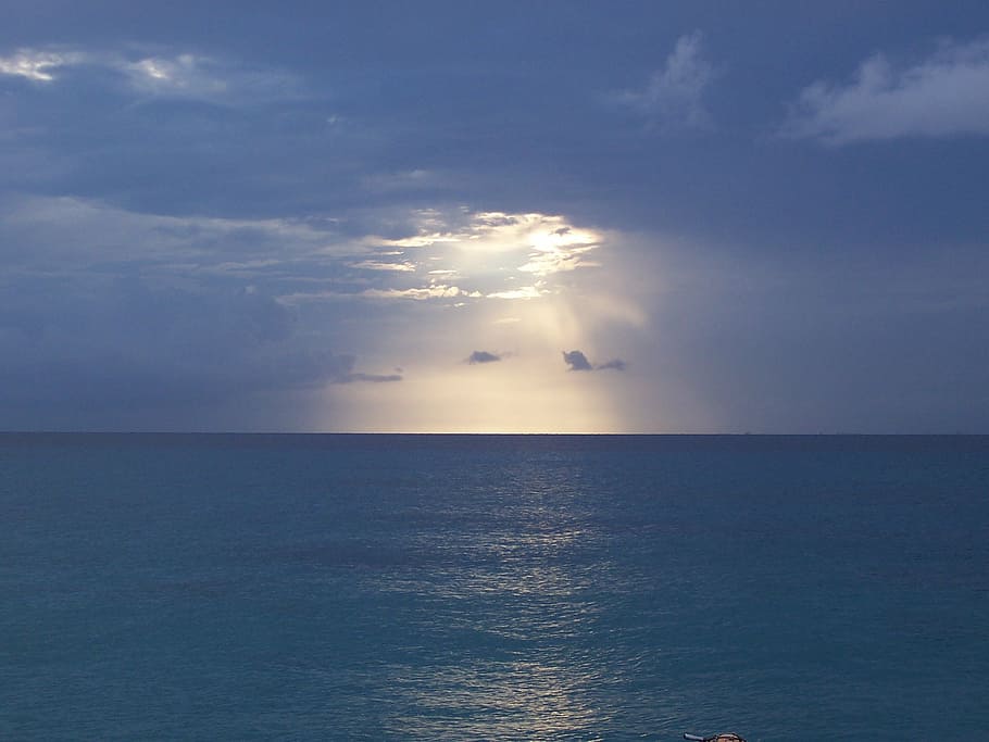 sea, sunset, marine, clouds, horizon, calm sea, nature, sky HD wallpaper