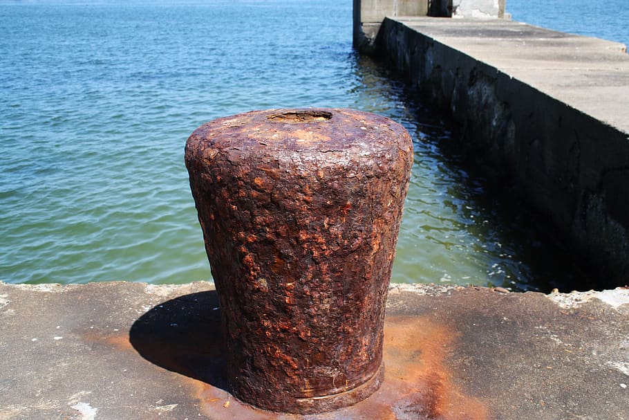 bollard, rust, port, web, mole, kai, helgoland, island, pier HD wallpaper