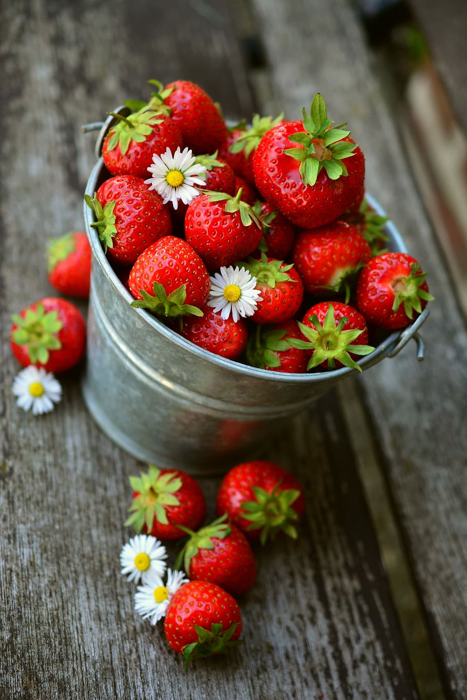 bucket of strawberries, fruit, delicious, food, eat, strawberry time, HD wallpaper