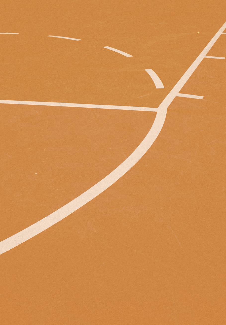 orange and white basketball court lines, untitled, color, design, HD wallpaper