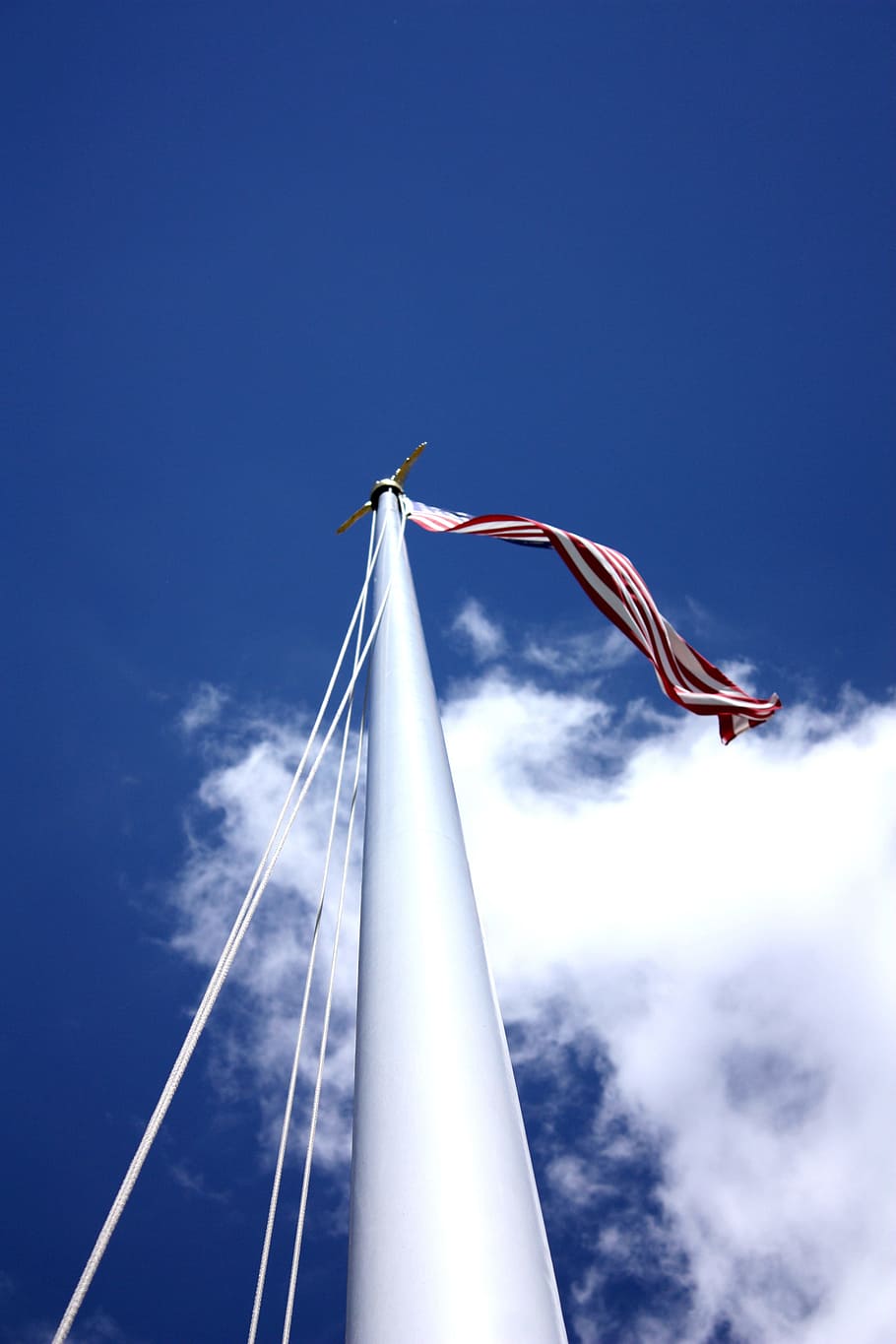 Flag, Usa, Clouds, Sunny, Pole, sky, wind, windy, army, low angle view HD wallpaper