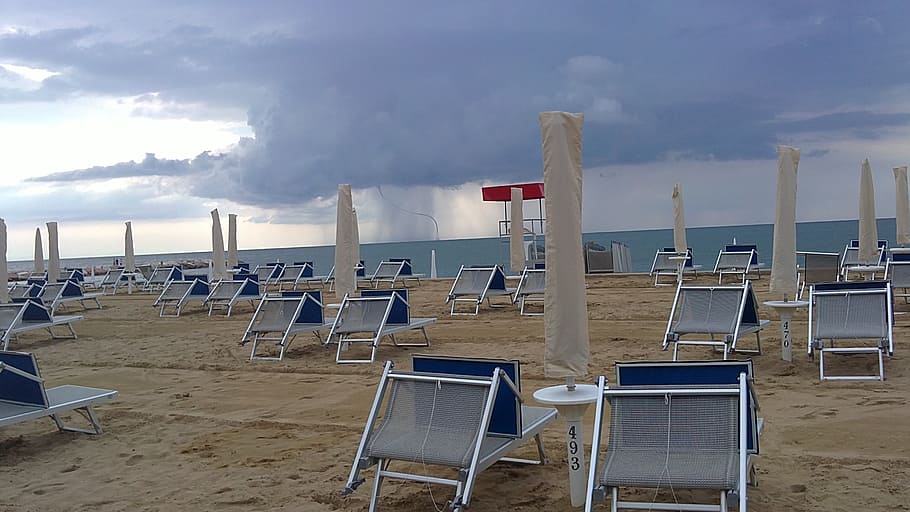HD wallpaper: sand, beach, winter, umbrellas, chairs, sea, vacations ...
