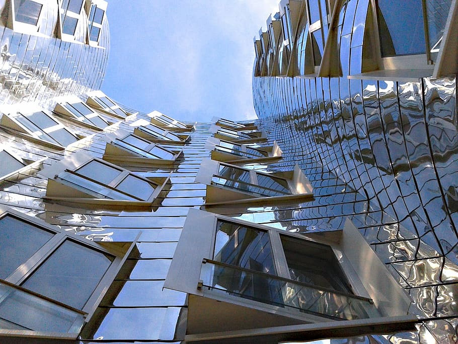 architecture, facade, building, modern, shiny, metallic, düsseldorf HD wallpaper