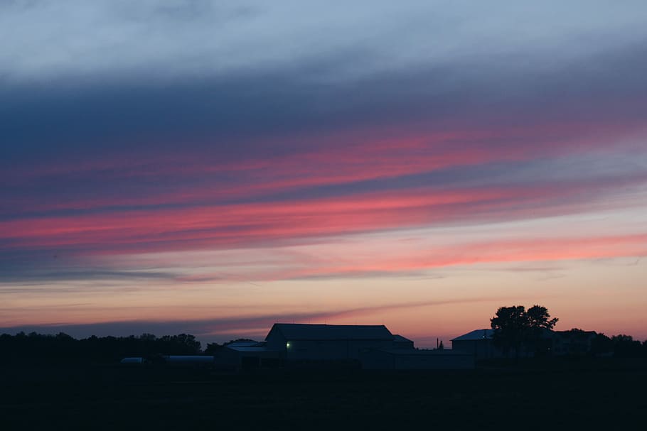 silhouette of house photography, silhouette of house and trees HD wallpaper