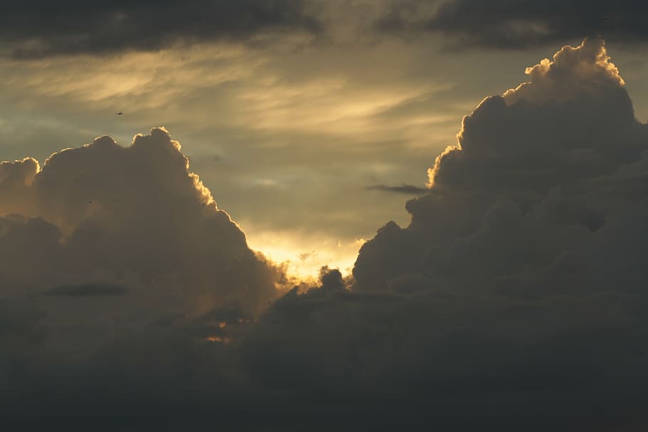 clouds, sky, afterglow, evening sky, sunset, twilight, clouds contours HD wallpaper