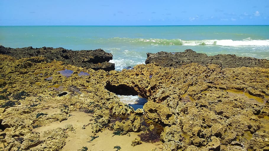 beach, mar, rocks, beira mar, costa, stone, brazil, water, sea HD wallpaper
