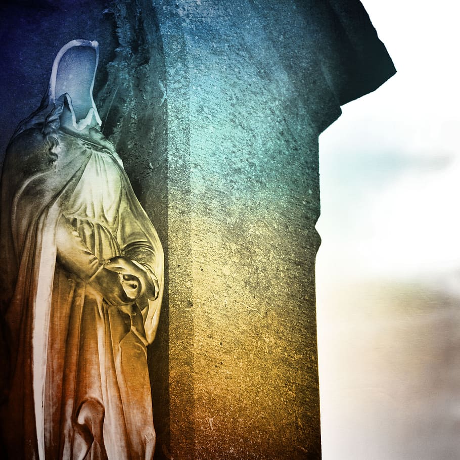 surreal, cemetery, grave, image, dark, broken, human representation HD wallpaper