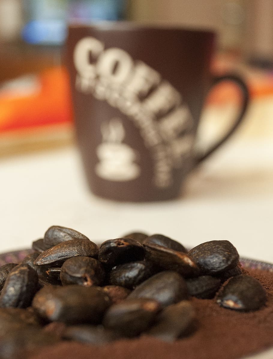 coffee, beans, drink, caffeine, black, cafe, brown, mug, hot HD wallpaper