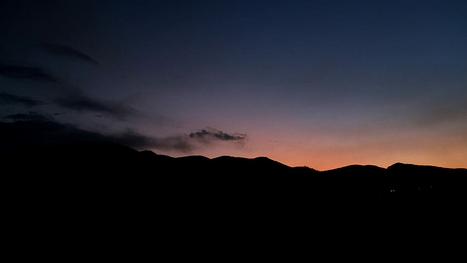 Ken Caryl sunset., silhouette of mountain under clear sky, dusk HD wallpaper