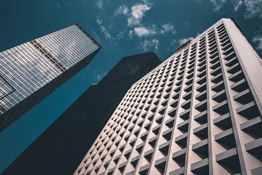 low angle photography of white high-rise building, low angle photo of high rise building HD wallpaper