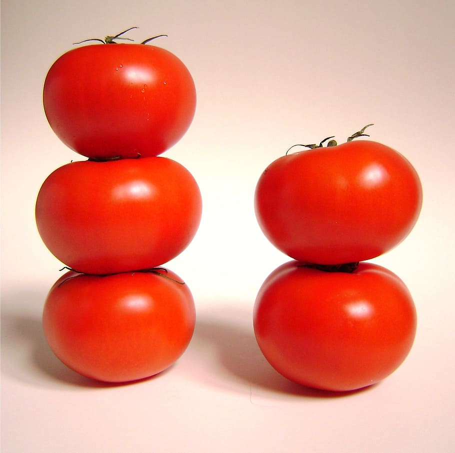 five red tomatoes, vegetables, vitamins, eating, health, healthy eating HD wallpaper