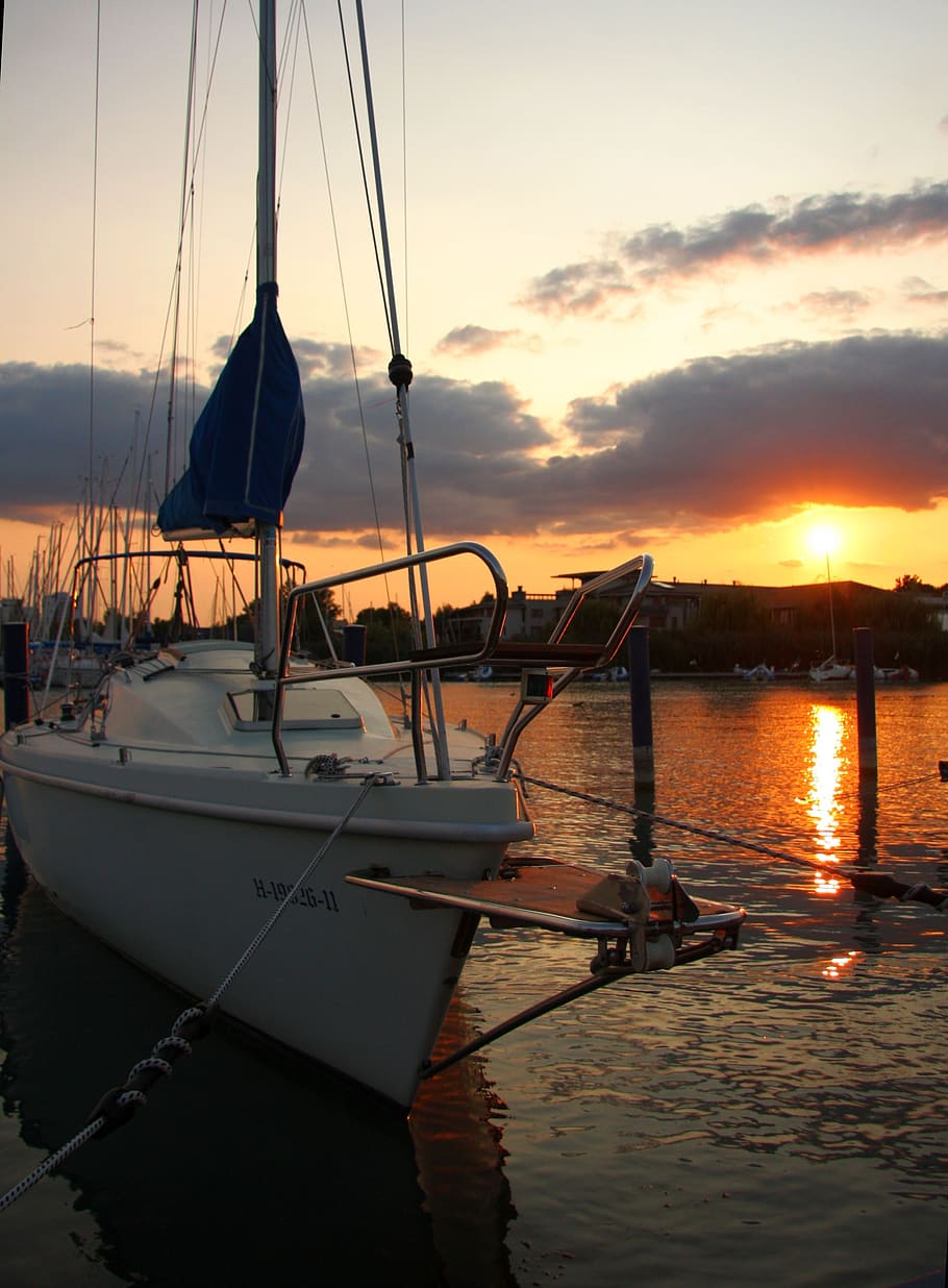 sunset, lake balaton, sailing, nautical vessel, water, sky HD wallpaper
