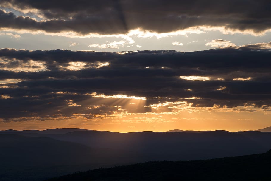 clouds, landscape, mountains, nature, sky, sunset, scenics HD wallpaper