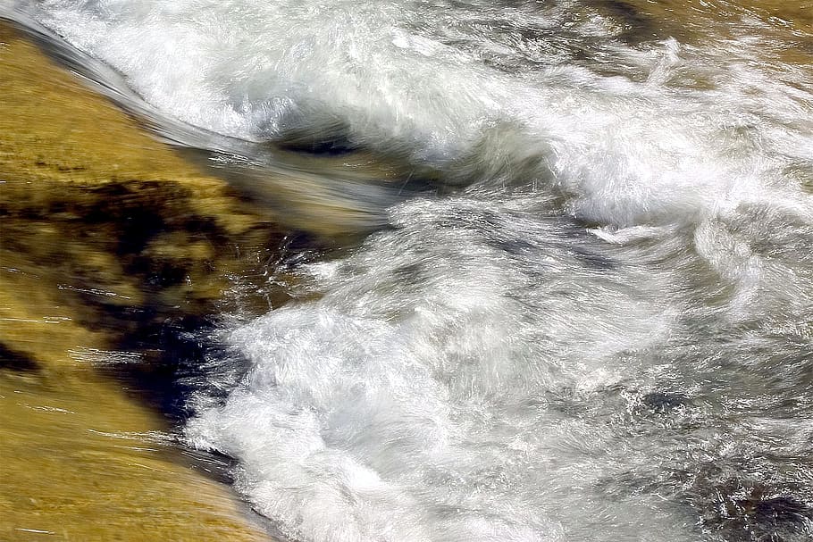 water, fast, stream, creek, landscapes, nature, motion, blurred motion HD wallpaper