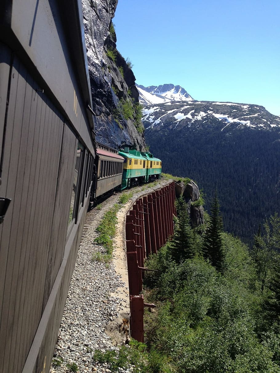 alaska, mountain, train, track, transportation, rail, transit HD wallpaper