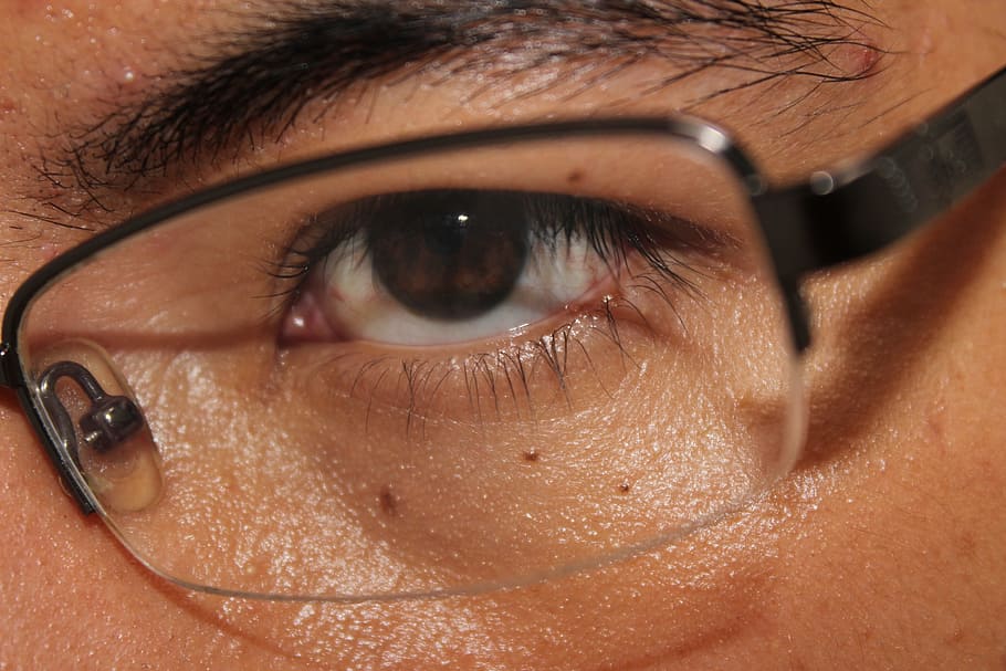 eye, look, lenses, eyebrow, person, closeup, pupil, human eye HD wallpaper