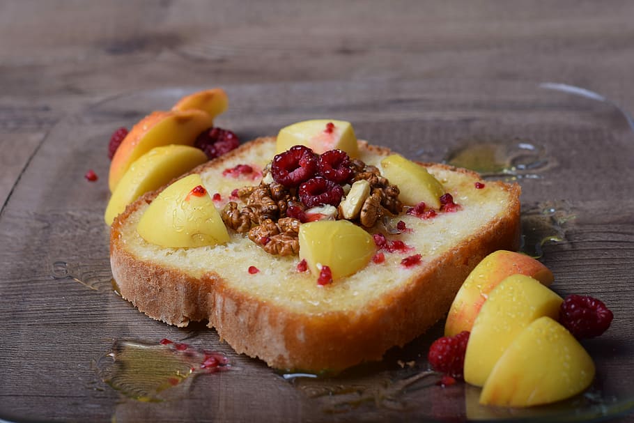sandwich with fruit fillings, food, sweet, refreshment, healthy HD wallpaper
