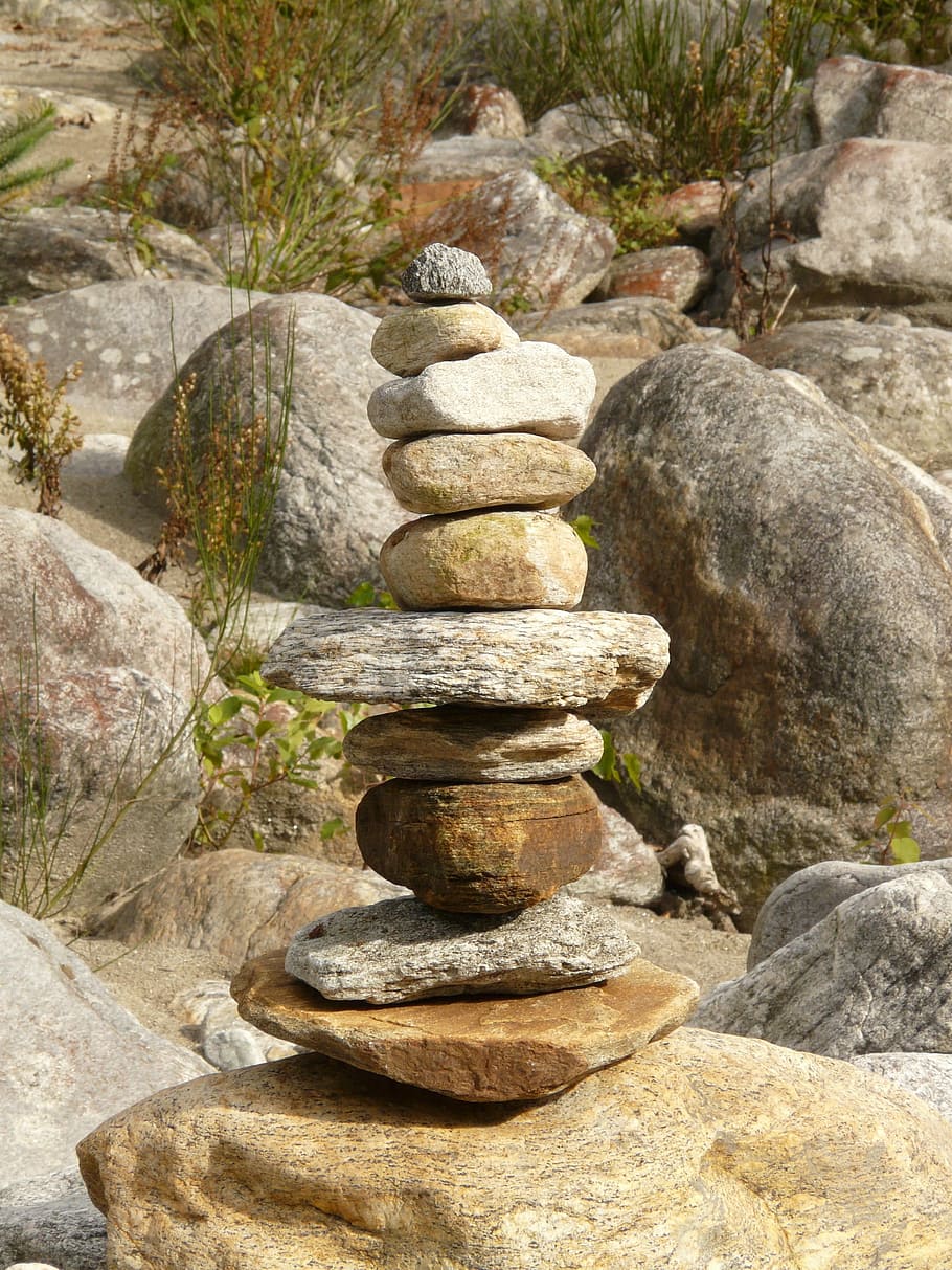 Cairn, Stone, Rock, Tower, Tower, Castle, about, flat, rock - object HD wallpaper