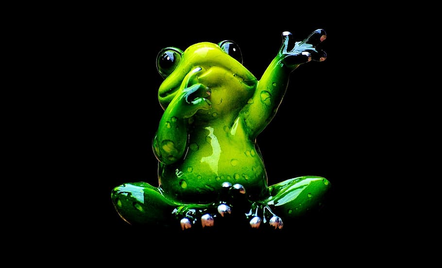 green frog illustration, Figure, Wave, Cute, Animal, funny HD wallpaper