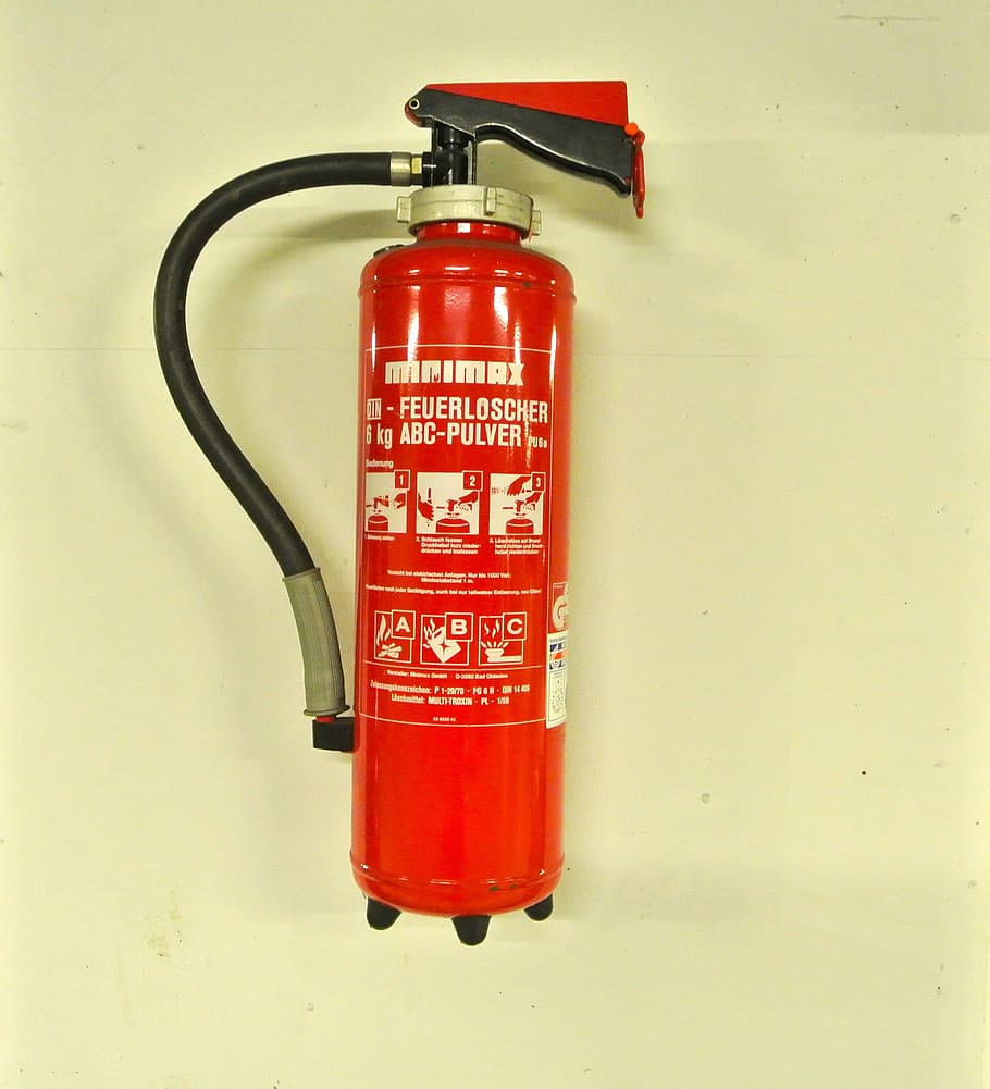 red, fire, emergency, abc-powders, powder fire extinguisher, HD wallpaper