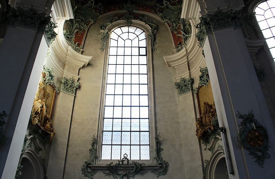 cathedral, interior, window, sacral, ornaments, st gallen, architecture HD wallpaper