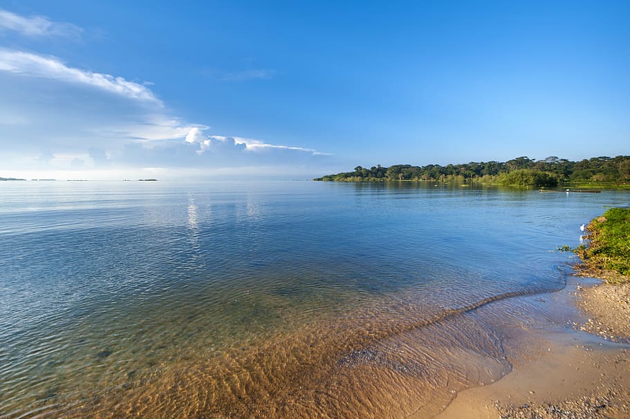 landscape photography of blue ocean near green island under clear blue sky, HD wallpaper