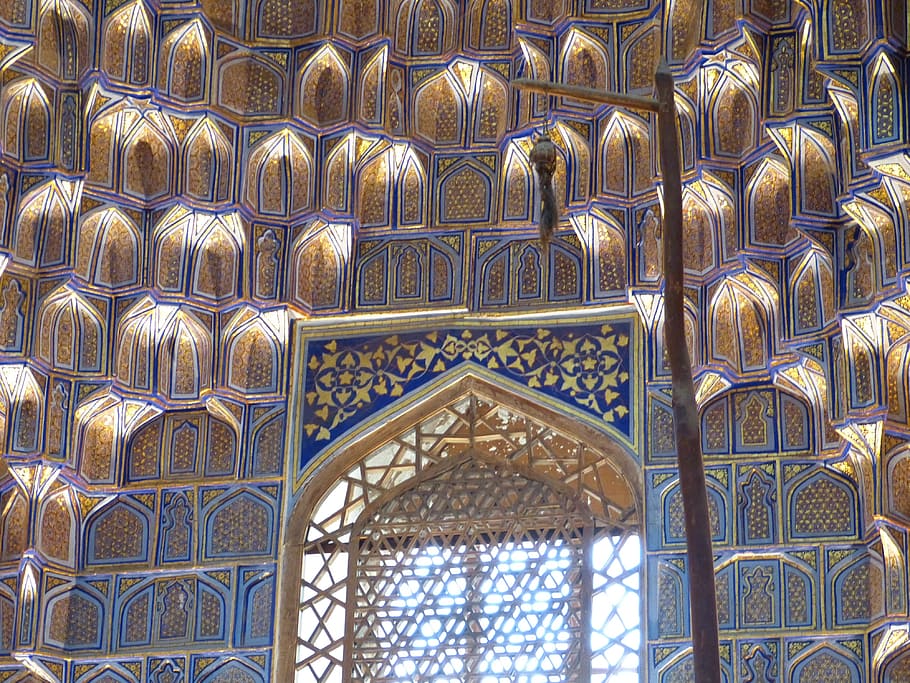 Gur Emir, Grave, Tomb, mausoluem, timur lenk, ornament, golden, HD wallpaper