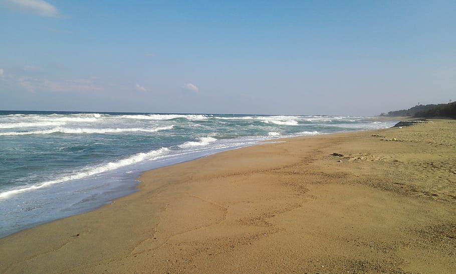 beach, waves, sea, nature, korea, landscape, coastal, sky, scenery HD wallpaper