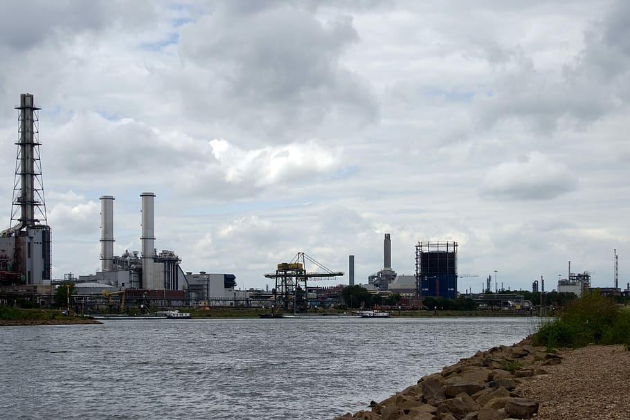 Rhine, Ludwigshafen, Industry, Basf, factory, smoke stack, cloud - sky