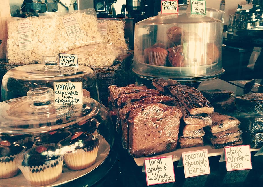 bakery, desserts, muffins, cake, cookies, cupcakes, food, food and drink HD wallpaper