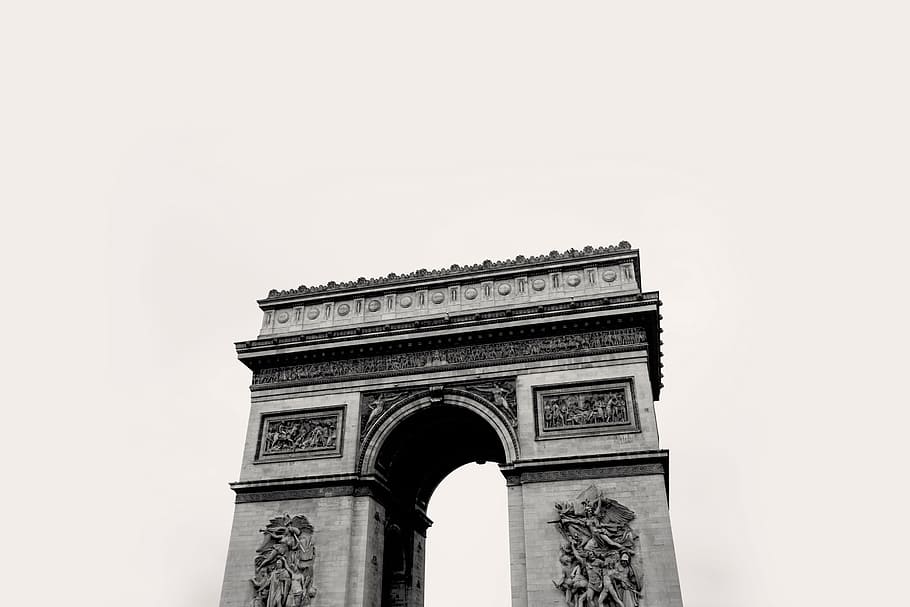 places, landmark, architecture, structure, paris, europe, black and white HD wallpaper