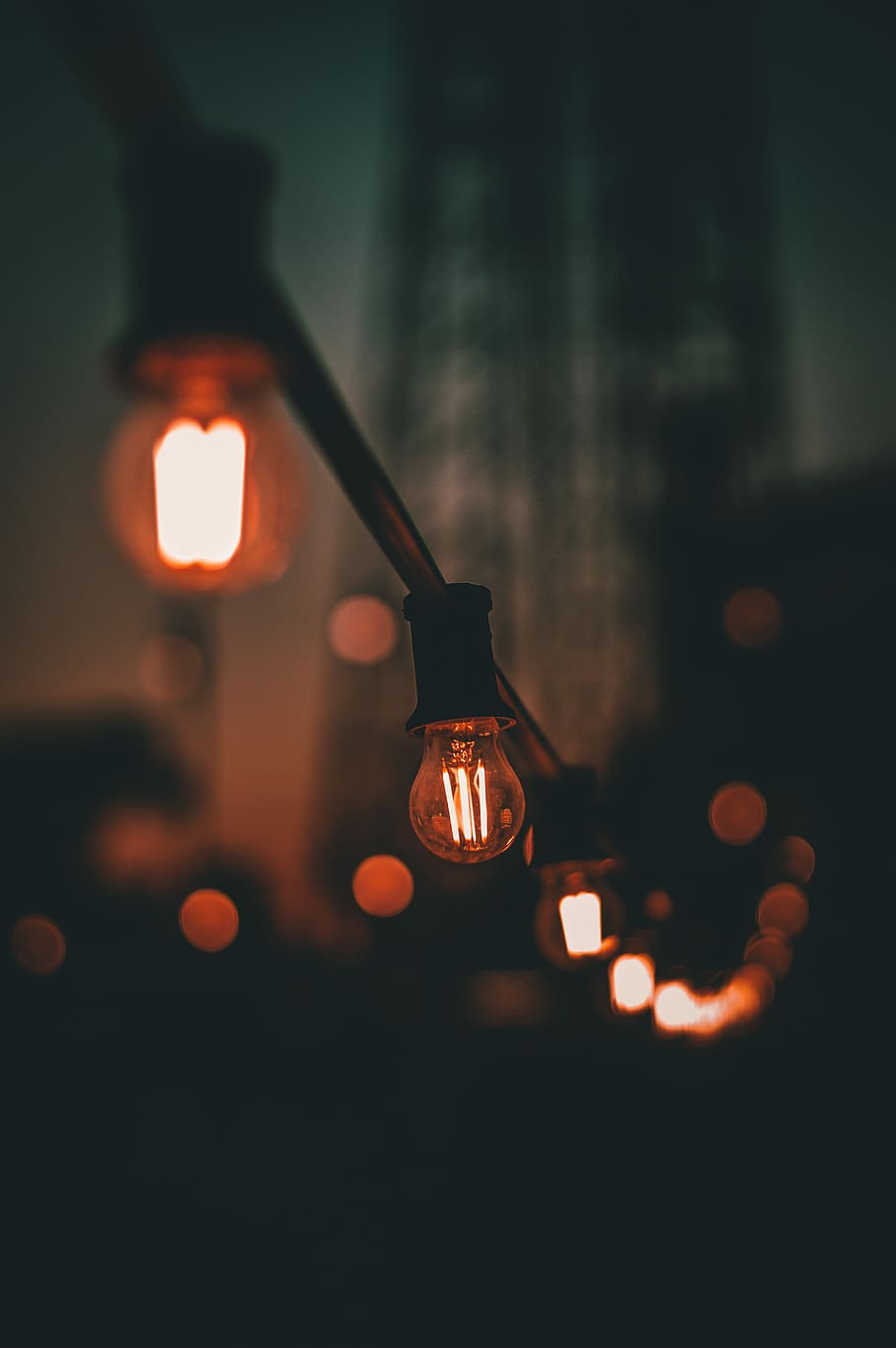 black string lights, lighted black lamp closeup photo, bulb, filament HD wallpaper