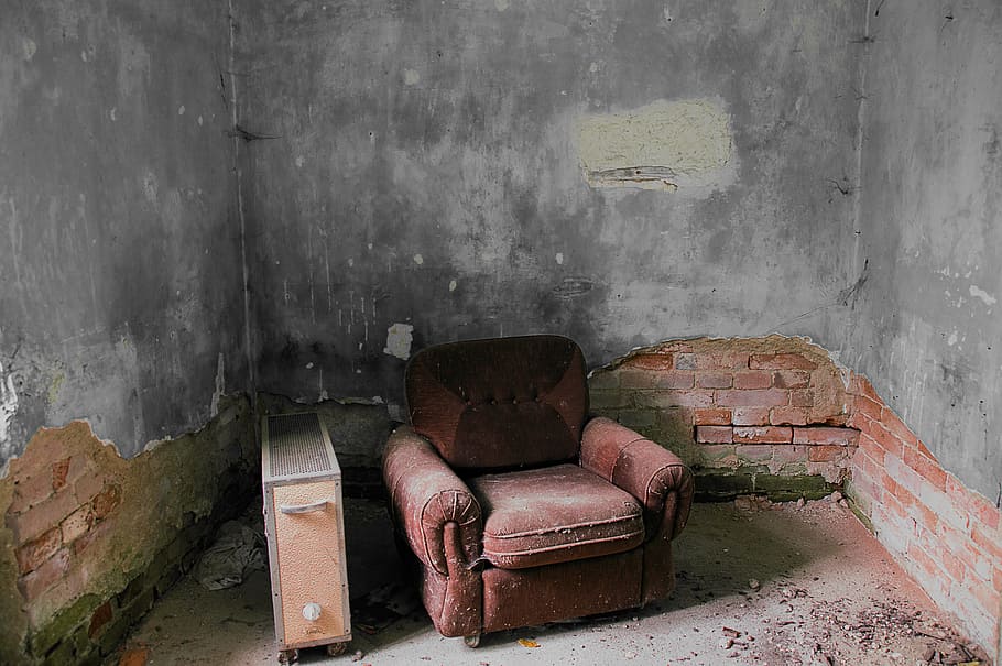 photo of maroon sofa chair beside on space heater, old, leave HD wallpaper