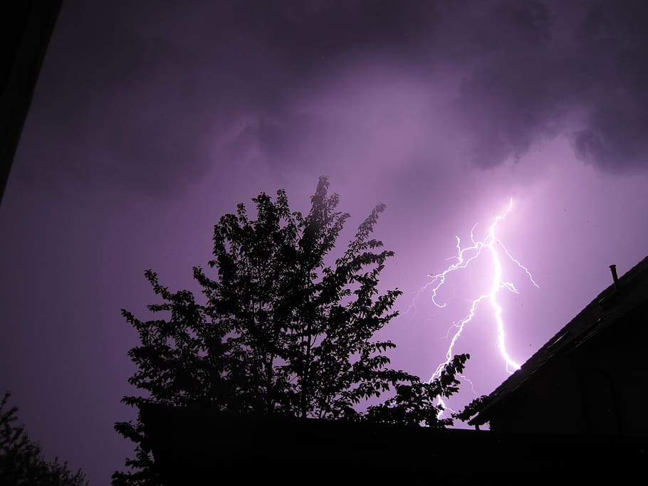 thunderstorm, flash, flash of lightning, night, dark, clouds HD wallpaper