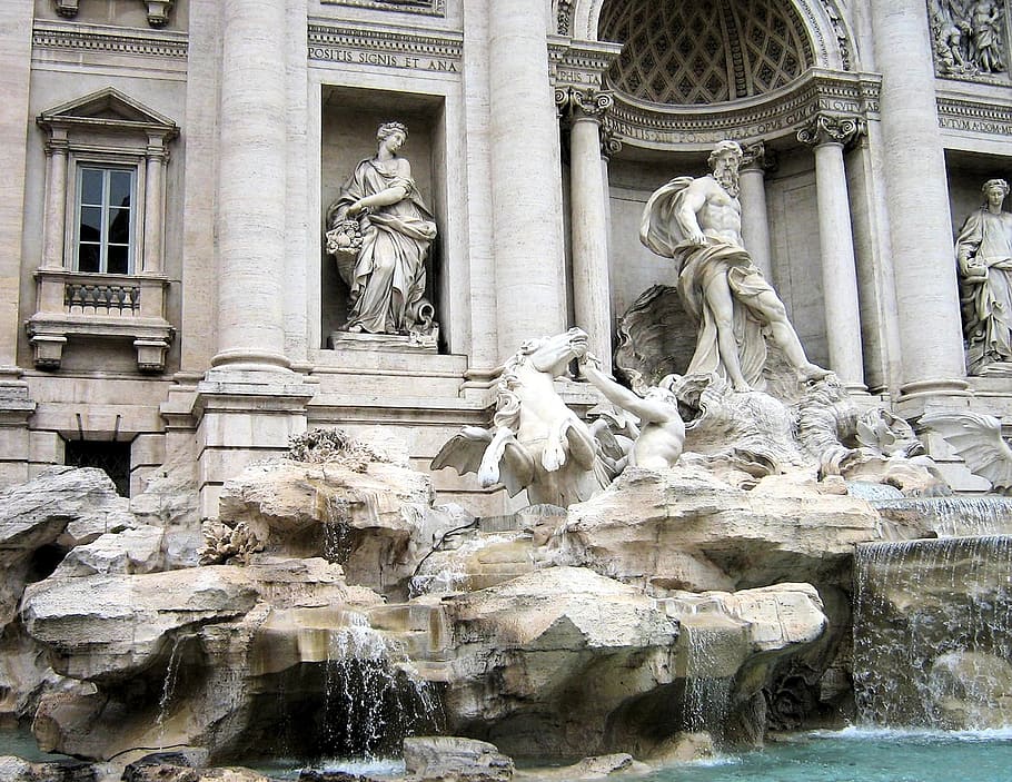trevi fountain, rome, italy, fontana di trevi, stone, travel, HD wallpaper