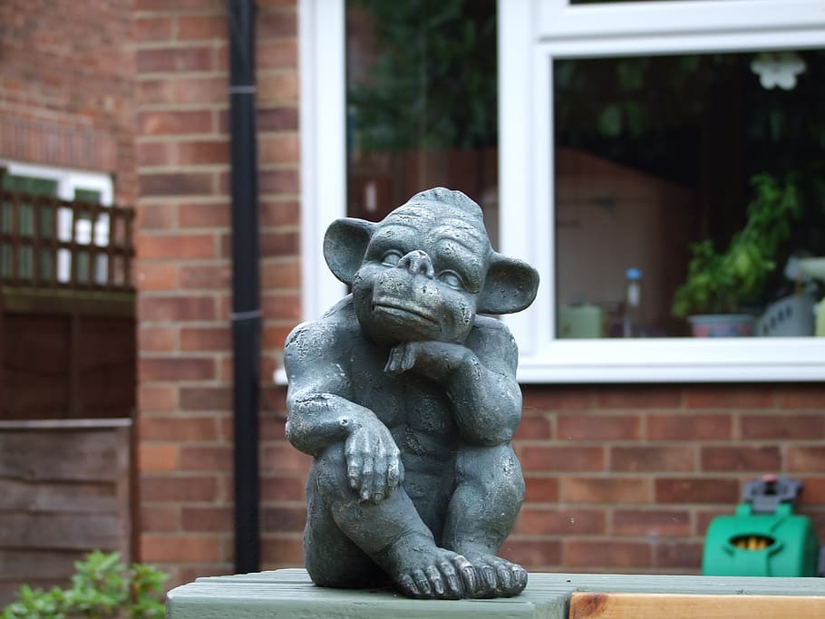 goblin, statue, gnome, stone, decoration, representation, sculpture HD wallpaper