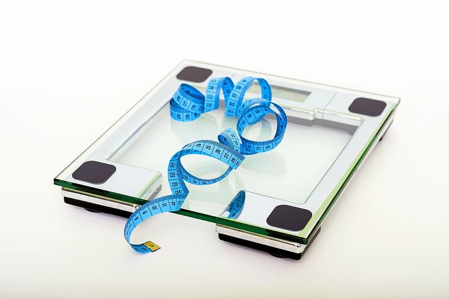 blue tape measure, scale, diet, fat, health, weight, healthy, HD wallpaper