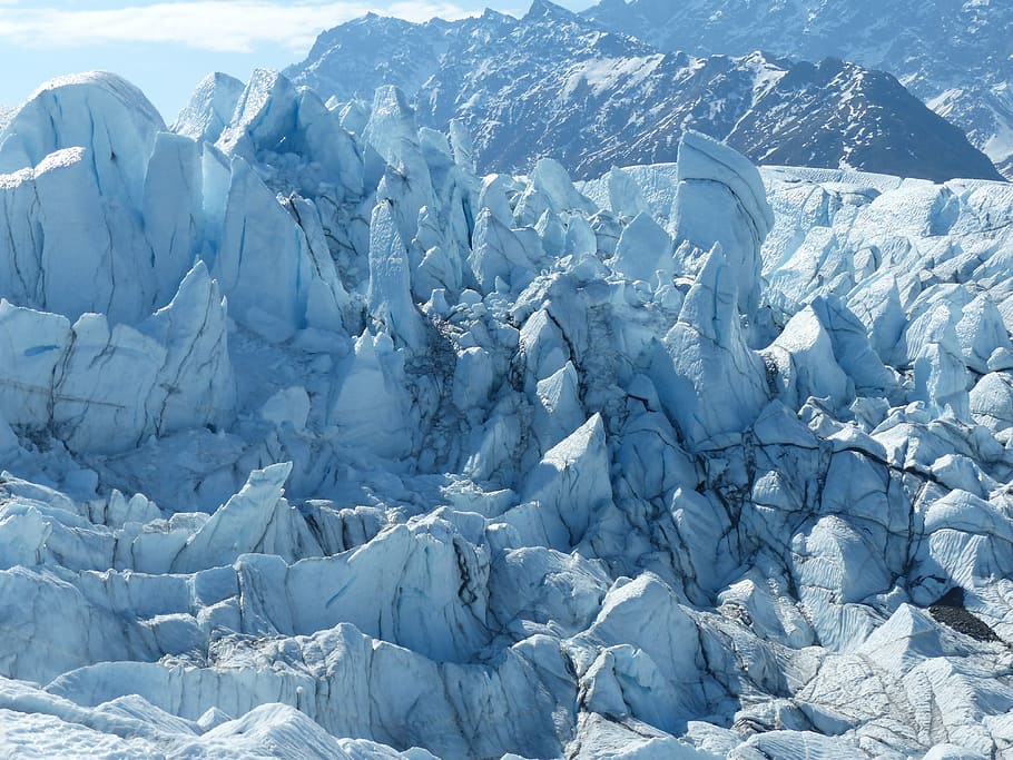 mountain covered with ice, glacier, nature, blue, alaska, winter HD wallpaper