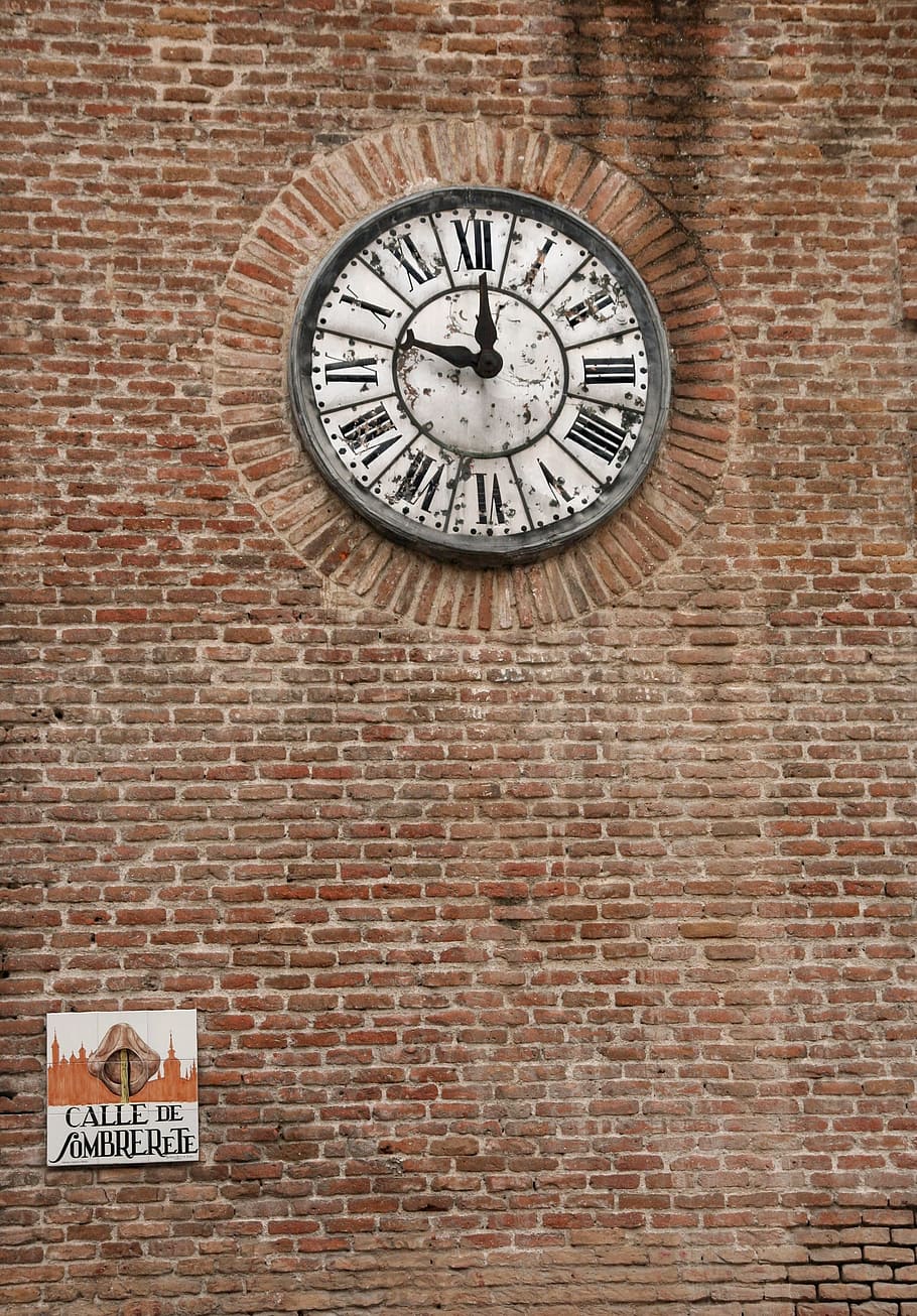 analog clock displaying 10:00, wall, stone, time of, history HD wallpaper