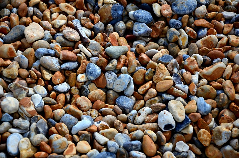 brown and blue stones, beach, pebbles, pattern, background HD wallpaper
