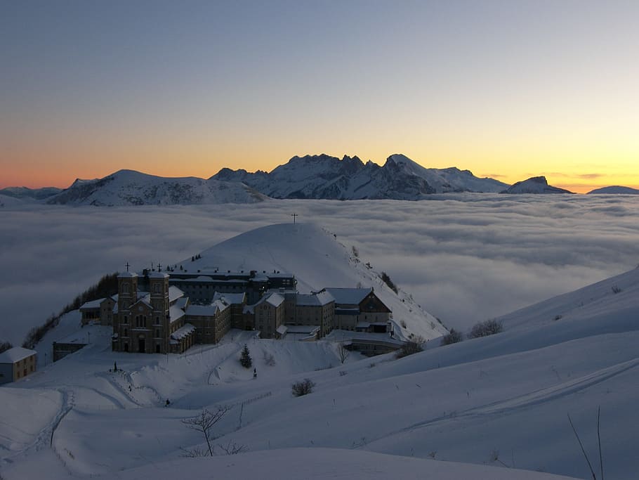 snow, winter, mountain, ice, landscape, la salette, the alps HD wallpaper