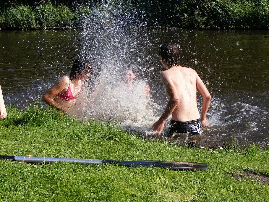 Swim, Fun, Water, summer, splashing, inject, teen, children HD wallpaper